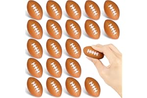 Waenerec Mini Football Stress Ball 20 Packs Football Party Favors Small Foam Squeeze Anxiety Toy Sports Squishy Ball for Kids School Carnival Reward Football Party Decorations Supplies