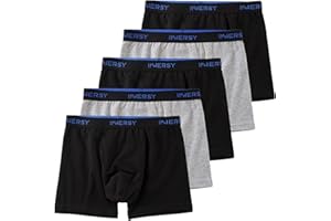 INNERSY Boys Underwear Stretchy Cotton Soft Boxer Briefs for 6-18 Teen Boys 5 Pack