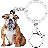 WEVENI Acrylic English Bulldog Keychain Pets Keyring Jewelry Charms For Women Girls Wallet Bag (Yellow1)