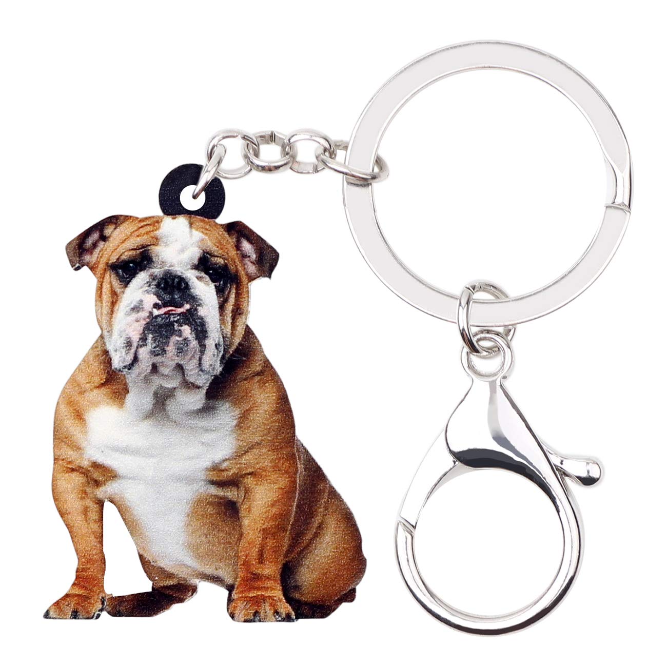 NEWEI Acrylic Dog Keychain Keyrings for Women Girls Cute Dog Keyfobs Gifs (British Bulldog Dog)