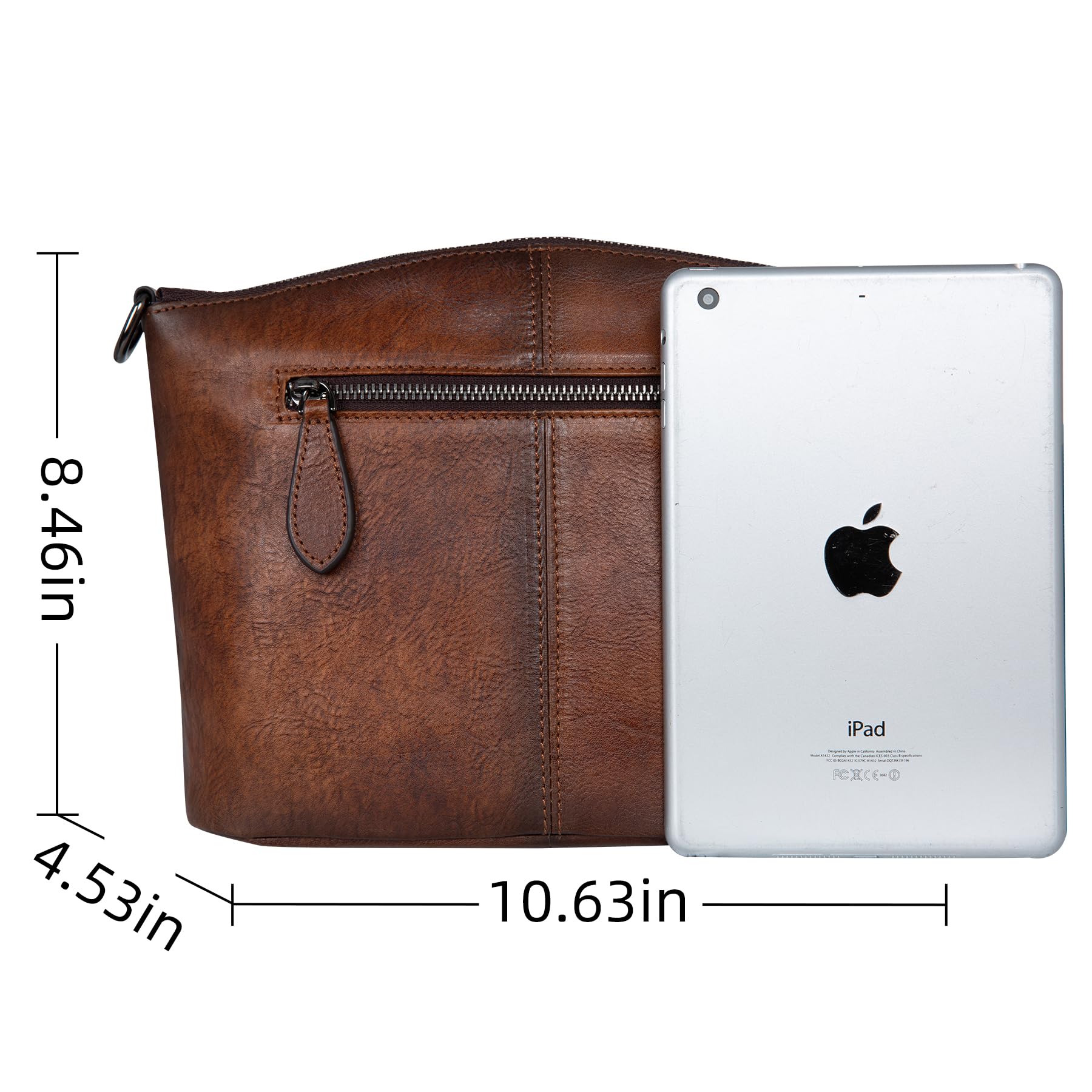 HESHE Crossbody Bags for Women Genuine Leather Purses with Multi-Pockets Vintage Ladies Small Shoulder Satchel Bag