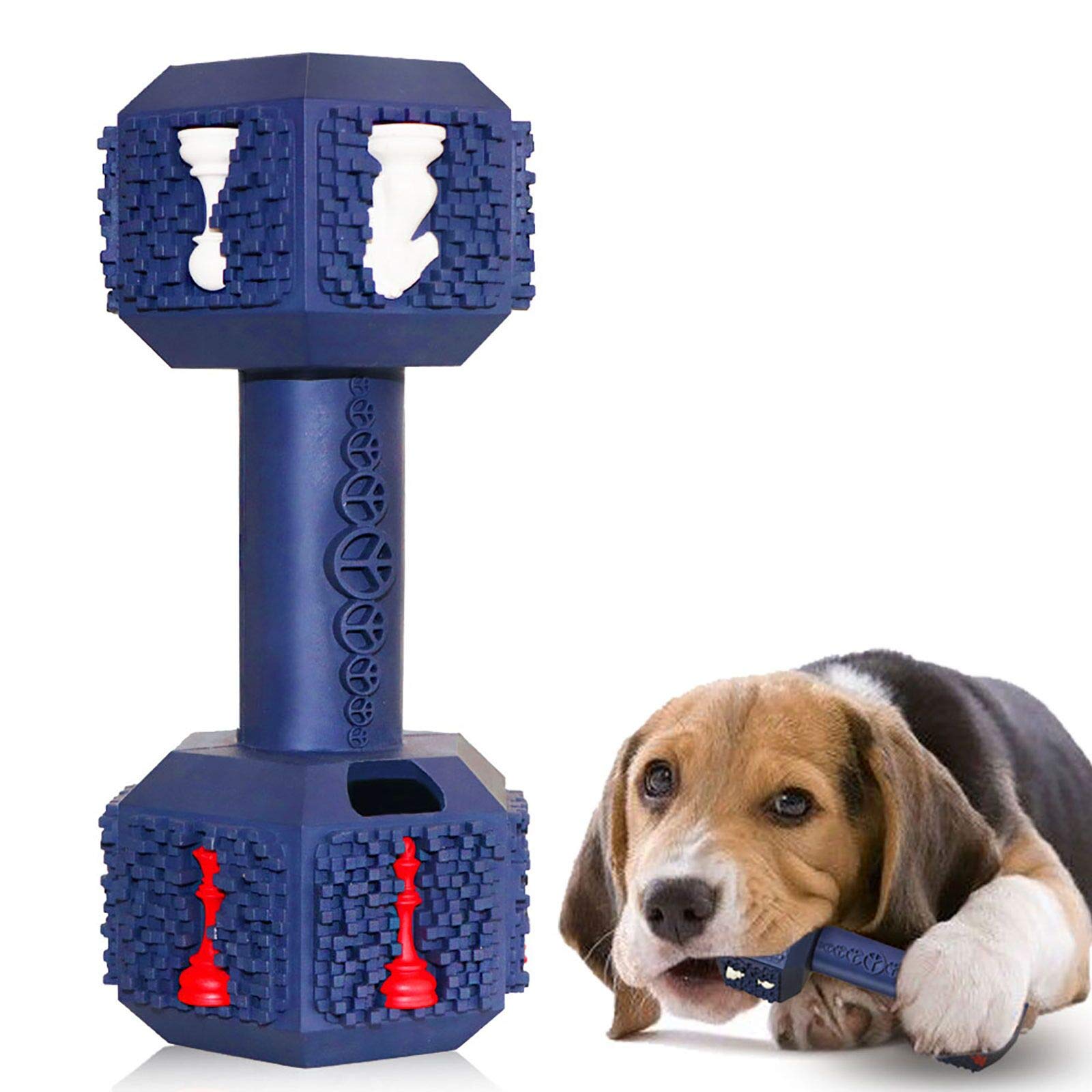 M.C.works Dog Chew Toys for Aggressive Chewers Indestructible Dog Toys Non-Toxic Tough Natural Rubber Dumbbell Toy for Medium Large Dogs.