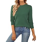 QUALFORT Women's Sweater 100% Cotton Long Sleeve Pullover Sweater Soft Lightweight Knit Tops 2026