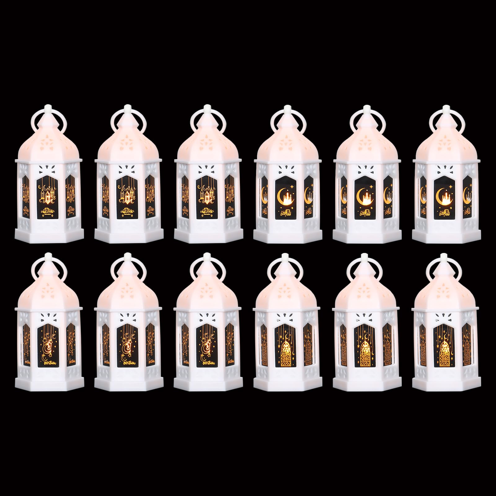 Photo 1 of (SMALL) LLQ Mini Ramadan Lantern (12Pcs-5in) - Moroccan Small Lanterns Decorative, Eid Mubarak Decorations for Home, Ramadan Gifts for Family, Table Centerpiece