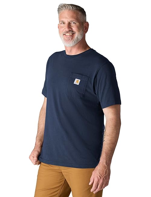 Carhartt Men's Loose Fit Heavyweight Short-Sleeve Pocket T-Shirt (), Navy, Large Tall