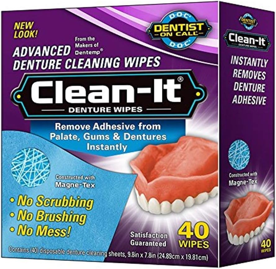 Clean-It Denture Wipes, 40-Count, (Pack of 1)