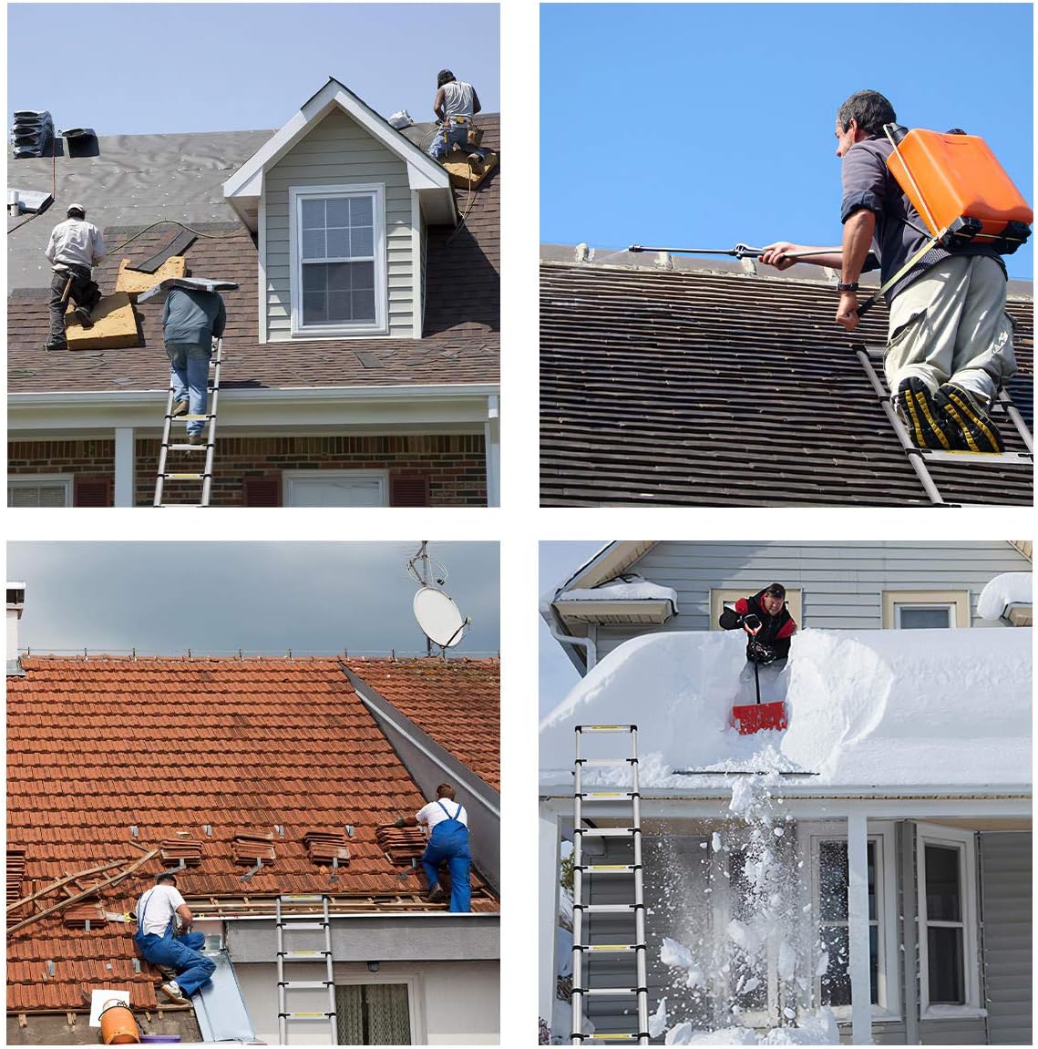 Gimify Telescoping Telescopic Extension Ladder 10.5 FT Aluminum Alloy Extendable Lightweight Ladder Steps Safety for Roofing Business, Household Use, RV Outdoor Work, 330 lbs Capacity - - 