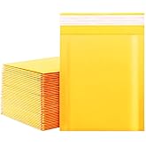 DaSen Kraft bubble mailers 6x9 Inch 50 Pack,Self-Sealing Paper Envelopes for Packaging,Strong Adhesion Envelope Mailers, Small Waterproof Cushioned Padded Shipping Bags Yellow #0