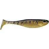 Nomad Design Live Ops Dozer 3&rdquo; Minnow Unrigged Swimbait Soft Bait Lure, Slow-Speed High Vibration with Reactor-UV &amp; Glow, Gold Tiger (5 Pack), for Speckled Trout &amp; Redfish