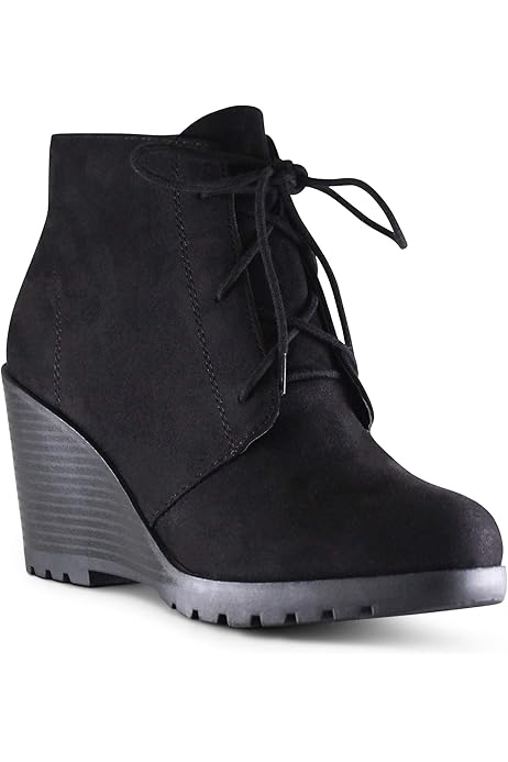 yuu womens tasha dress wedge heel zip boots