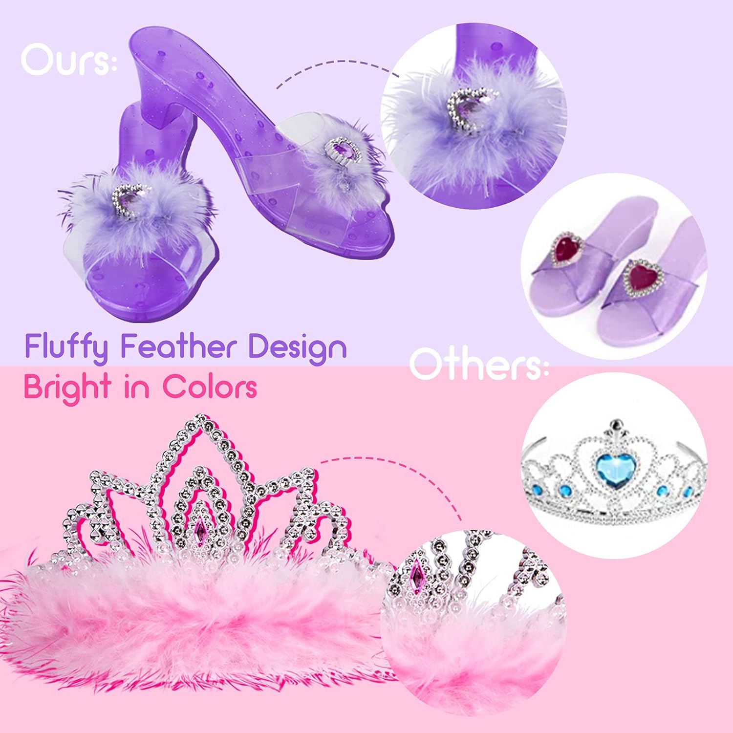 Liberry Princess Dress Up Shoes and Play Jewelry for Little Girls, Princess Toys of Pink Blue Purple Accessories, Great Role Play Gift for Little Girls: Clothing