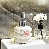 9 Fl Oz Soap Dispenser Bathroom Shower Hand Soap Dispenser Cute Bow Ceramic Refillable Liquid Lotion Dishsoap Dispenser for Kitchen Shampoo Pump Bottle (White)