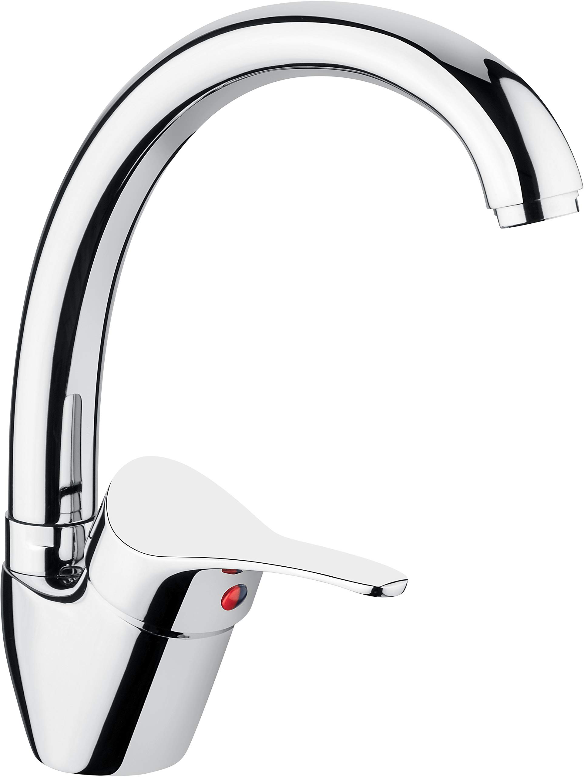 Cornat Neves NEV5 Single-Lever Sink Fitting Quality Brass Body Chrome-Plated 360° Pivoting Spout/High-Pressure Tap, Silver