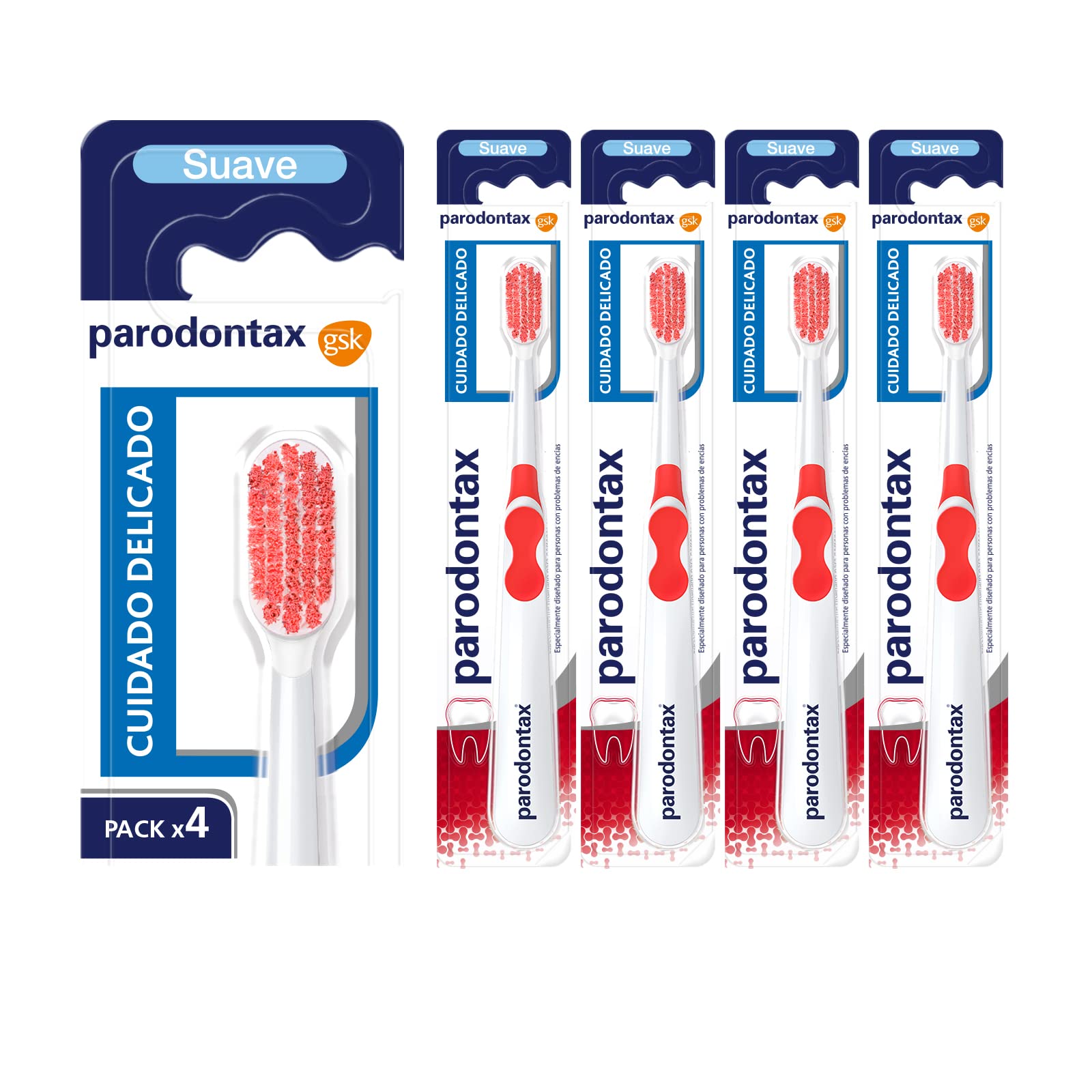 Parodontax Delicate Care, Soft Toothbrush, Helps Stop and Prevent Bleeding Gums, Pack of 4, White