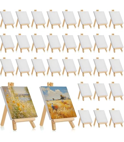 Gdotmely Lot De 10 Mini Toiles Et Chevalet - 10,2 X 10,2 Cm - 18