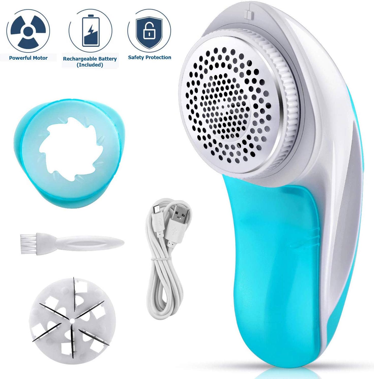 Fabric Shaver - Lint Remover - Electric Sweater Shaver - High Speed Portable, Quickly and Effectively Remove Fuzz, Lint, Pills, Blanket, Socks, Legging, Curtain, Professional USB Rechargeable