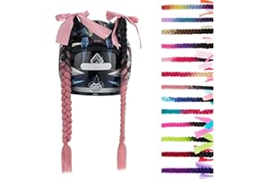 SEGO 1 PCS / 2 PCS Helmet Pigtail Helmet Braids With Detachable Suction Cup With Bowknot Motorcycle Helmet Ponytails Hair Tails Decoretion Many Colors (Helmet not Included)