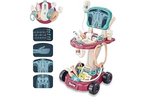 TSOMTTO 29 Pcs Doctor Kit for Toddlers 3-5 Pretend Play Toys Dentist Set Vet Medical Mobile Cart with Sound & Light Xray Stethoscope Toddler Doctor Play Set 2 3 4 5 Year Old Girls Gift Christmas