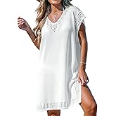 CUPSHE Women's Crochet Coverups Batwing Sleeves Cutout V Neck Bathing Suit Knit Beachwear Summer Dress 2024