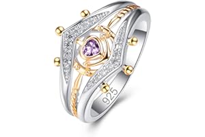 Emsione 925 Sterling Silver Plated Created Amethyst Womens Ring Best for Women Men