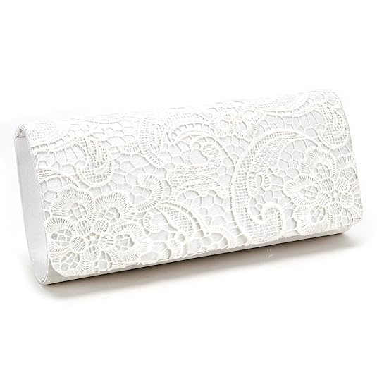 Luxus Spitze Damen Clutch Abendtasche Damentasche Handtasche Brauttasche mit Kette (weiss/schwarz/blau)