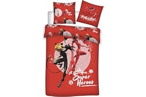 Miraculous Ladybug Duvet Cover Superheroes - Single - 140 x 200 cm - Red