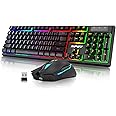 NPET S21 Wireless Gaming Keyboard and Mouse Combo, RGB Backlit Quiet Ergonomic Mechanical Feeling Keyboard, Gaming Mouse 3200DPI, for Desktop