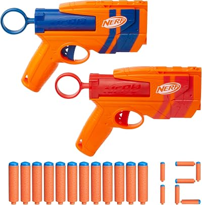 Nerf 2-Pack Foam Dart Blasters with Darts Dual Blaster Set 12 Elite Darts