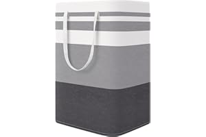 UrbAmerican 1-Pack Large Laundry Basket, Waterproof, Freestanding Laundry Hamper, Collapsible Tall Clothes Hamper with Extended Handles for Clothes Toys in the Dorm and Family