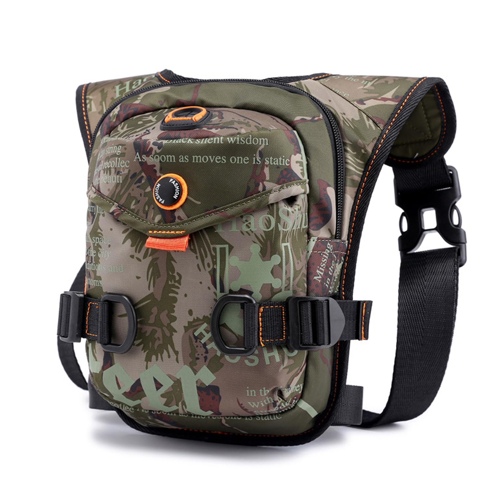 FANDARE Thigh Drop Leg Bag for Men Women with Leg Strap Waist Fanny Pack Bumbags Sling Bag Motorcycle Chest Crossbody Cover Pack for Cycling Travel Outdoor Sport Gym College Shoulder Bag Camo