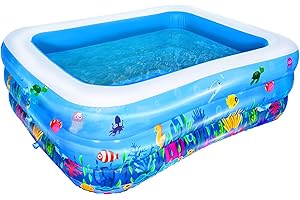 AsterOutdoor Inflatable Swimming Pool Full-Sized Above Ground Kiddle Family Lounge Pool, 80"x 55"x 23" Thickened, Blow Up for Backyard, Garden, Party, Blue