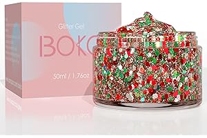 Boko 50ML Body Glitter Gel, Christmas Chunky Glitter Gel for Face Hair Body Sparkle Makeup, Cosmetic Fairy Glitter Lotion for Christmas Festival Concert Party Event Rave Accessories - Song Harvest