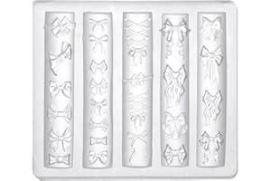 LASUROA Bow Nail Charm Mold, 3D Silicone Transparent Bow Nail Mould Carving Template Stencil for Craft Project Women Fingertip Art Decoration