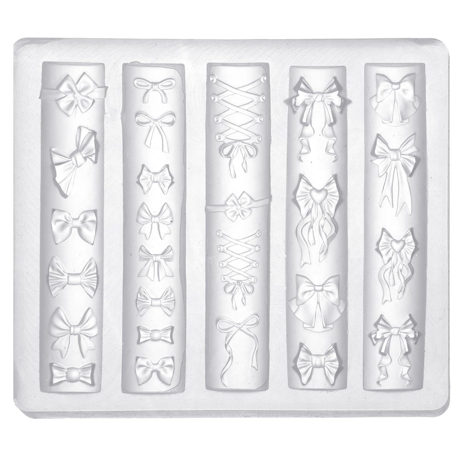 Photo 1 of Bow Nail Charm Mold, 3D Silicone Transparent Bow Nail Mould Carving Template Stencil for Craft Project Women Fingertip Art Decoration
