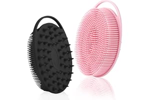 KQNBI Silicone Body Scrubber, Silicone Loofah, 2 Pcs Silicone Shower Scrubber, Exfoliating Silicone Shower Scrubber, 2 in 1 Silicone Body Scrub Brush Scalp Massager Shampoo Brush for All Skin Men Women Kids