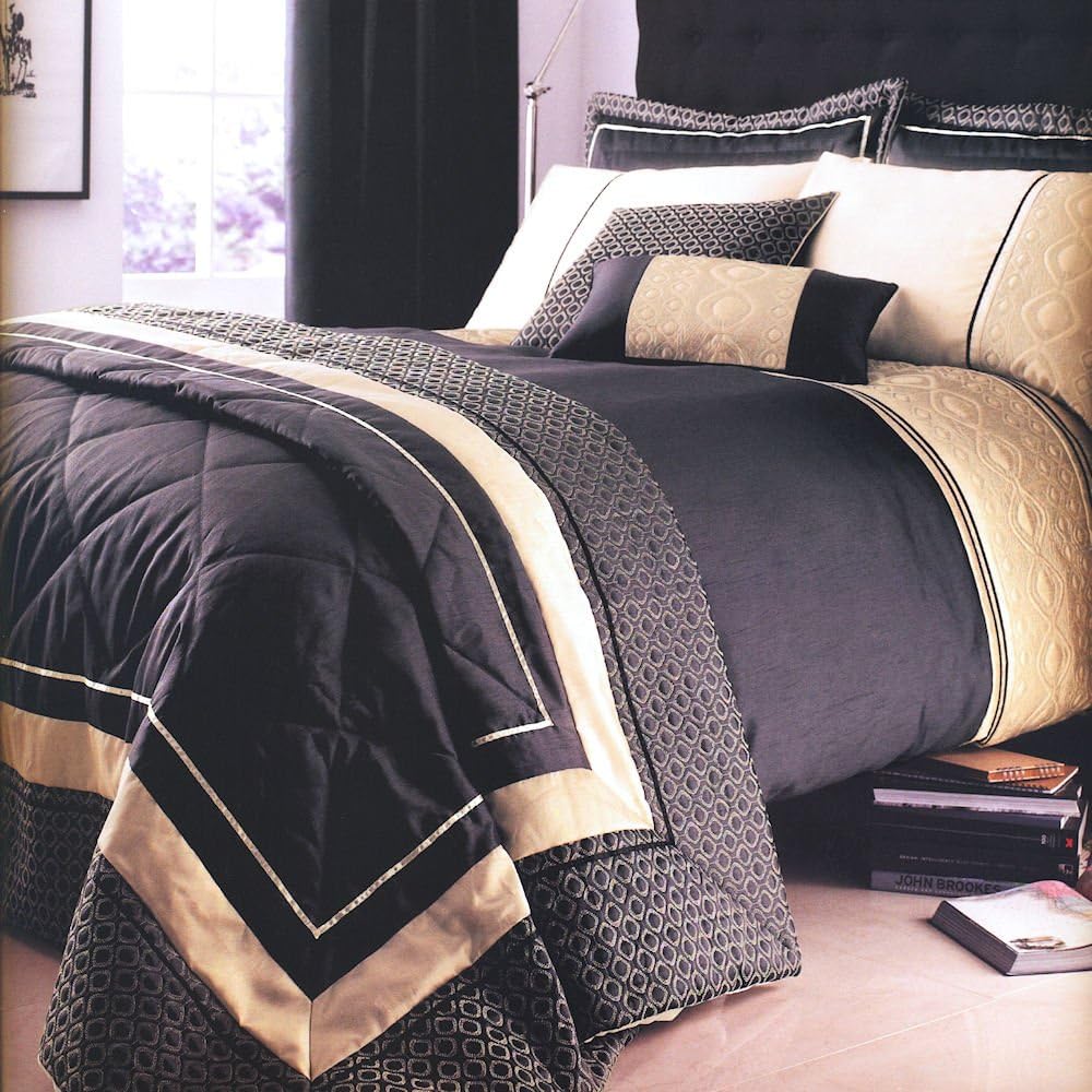 Catherine Lansfield Luxury Geo Super King Duvet Quiltset Natural