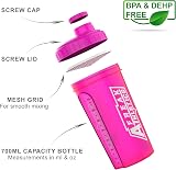 Freak Athletics Protein Shaker Bottle 700ml Premium BPA Free Pink Transparent view 3
