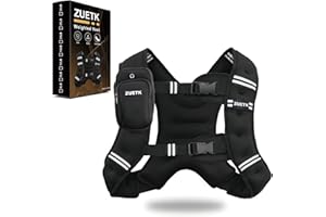 ZUETK Weighted Vest, 6lb/8lb/12lb/16lb/20lb/25lb/30lb Weight Vest with Reflective Stripe, Weighted Vest for Men Women Workout Equipment for Strength Training, Running, Jogging, Fitness, Weight Loss