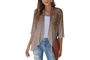 ROKIACDE Western Aztec Cardigan for Women 3/4 Length Sleeve Lightweight Summer Cardigan Light Womens Jacket Women's Cardigans