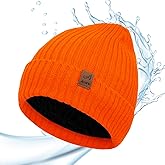 ACUSHLA Waterproof Windproof Cuff Beanie - Thick Fleece Lined Knit Winter Hat for Men & Women Warm Watch Cap for Cold Weather