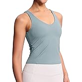THE GYM PEOPLE Women's Longline Sports Bra Wirefree Padded Workout Yoga Tank Top