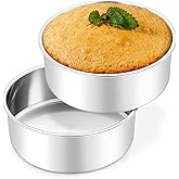 Leonyo 6 Inch Cake Pans, Stainless Steel Round Cake Baking Pans Set of 2, 6” x 3” Deep Baking Tins for Even Heating, Non Toxic & Healthy, Heavy-Duty, Dishwasher Safe