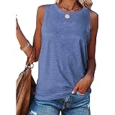 Fallorchid Womens Sleeveless Tops Crew Neck Tanks Causal Solid Summer Tops