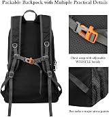 Pokarla 40L Foldable Rucksack Travel Hiking Daypack Lightweight Black view 4