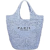 bufftieo Straw Woven Tote Bag for women,Mesh Hollow Woven Shoulder, Straw Beach bag, Hobo Women Bag, for Travel Holiday