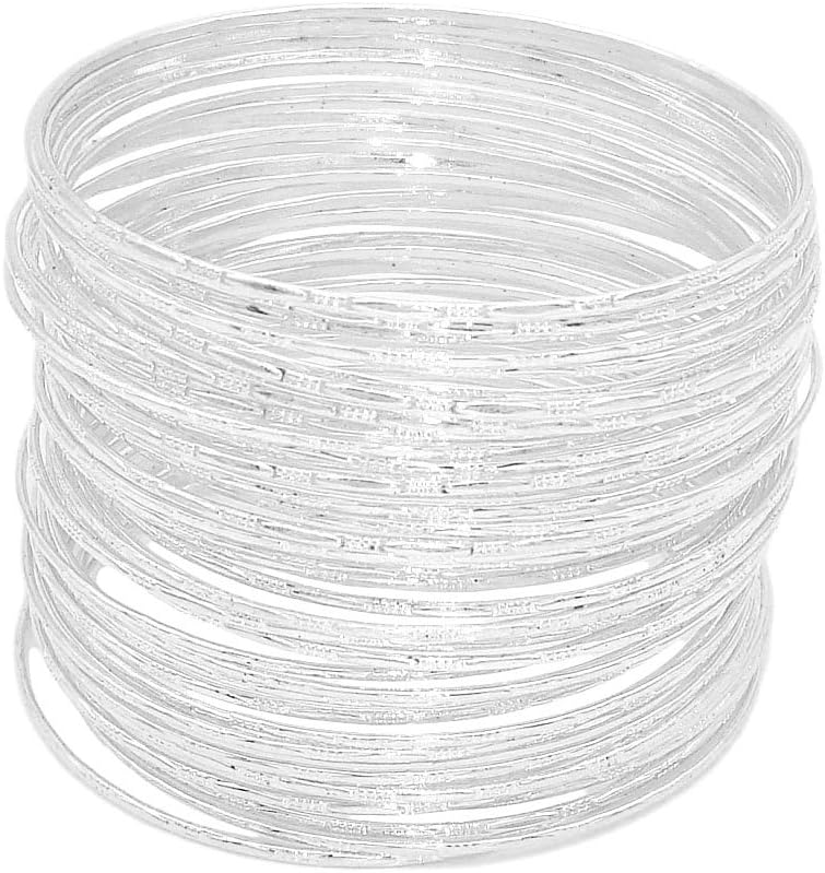 JSEA 30pcs 50pcs Alloy Bracelet Bangles Set Gold Womens Stackable Bangle Indian Style Silver