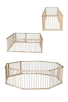 dibea DP00582 Baby Laufgitter Höhe 68 cm Laufstall 8 Elemente Holz, braun