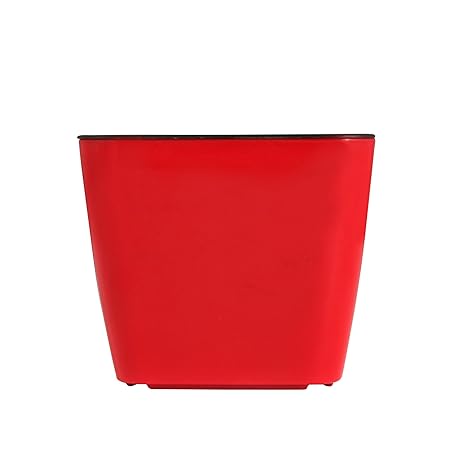 Divine Tree Plastic Decorative Flower Pots (Red, 10x10x9cm)