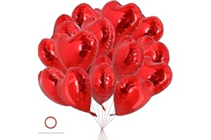 TONIFUL 30 pcs 18inch Heart Balloons Heart Shaped Foil Balloons for Valentine's Day, Wedding Decorations, Anniversary Parties