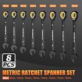 ss shovan 8PCS Ratchet Spanner Set 8-19mm Chrome Vanadium Storage Box view 2